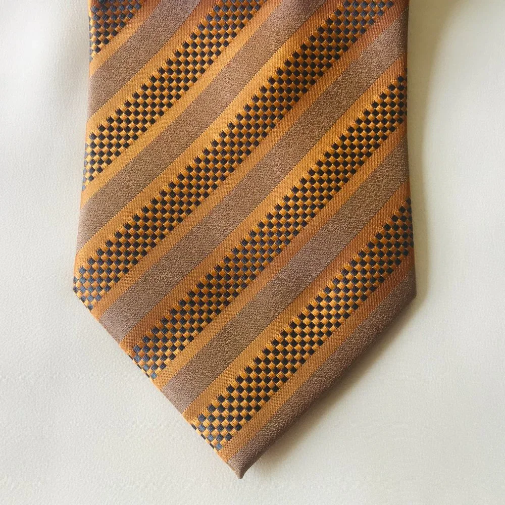 Laurant Bennet Milano Neck Tie Gold Black Pattern Like New
